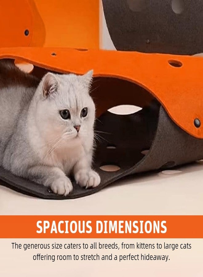 Qpets® Felt Cat Tunnel Toy Set of 2, Porous Dual-Color Felt Tunnel for Cat, Cut-Out Design for Play & Hide, Long Pet Tunnel Ideal for Kittens & Large Cats (90x22CM) - Image 4